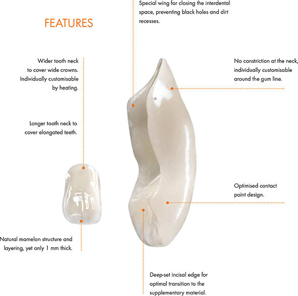 Bredent novo.lign Veneers Teeth – Upper anterior D48, 6er