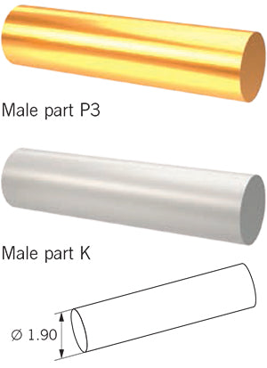 C&M Round bar with rider male part P3 or K, 1 pc