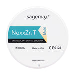Sagemax NexxZr®T Multi multifunctional aesthetic. Multiple indications, translucent zirconia precoloured (A1-B4 and 4 bleaches) for Open CAD/CAM system, 1 pc