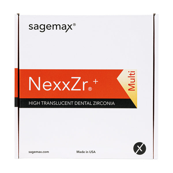 Sagemax NexxZr®+ Multi aesthetic. Multilayer high translucent zirconia precoloured (A-D shades) for Zirkonzahn® CAD/CAM system, 1 pc